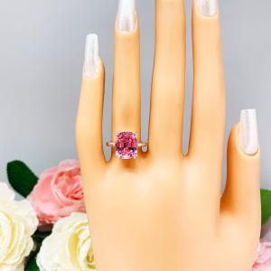 Lab Padparadscha Sapphire Elongated Cushion Ring Size 6 12x10mm Double Prong