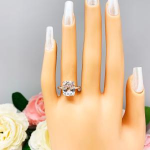 Lab White Sapphire Elongated Cushion 12x10mm Double Prong Ring Size 6