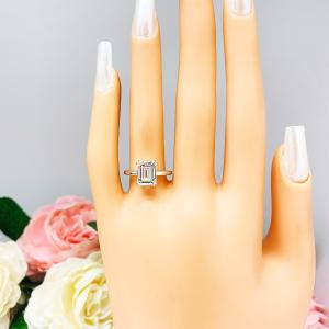 Emerald Cut CZ 9x7mm Engagement Ring Lower Profile Double Prong Size 6 FINAL SALE