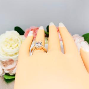 Emerald Cut Near Colorless CZ Engagement Ring Lower Profile Double Prong Size 6 FINAL SALE