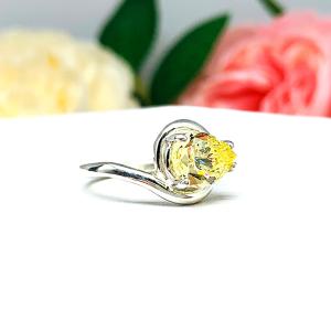 Canary Yellow Pear Cubic Zirconia Engagement Ring