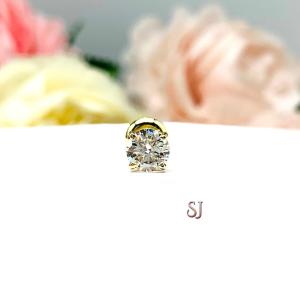 Round Moissanite Screw Back 14k Gold SINGLE STUD Earring