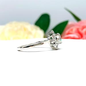 Round CZ Halo Sterling Silver Engagement Ring