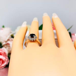 Black Moissanite Halo Engagement Ring - 5mm-8mm Round - Sterling silver cluster setting