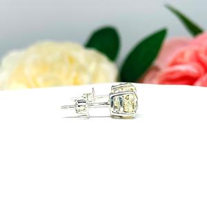 Round Light Yellow Modified Portuguese Cut CZ Stud Earrings