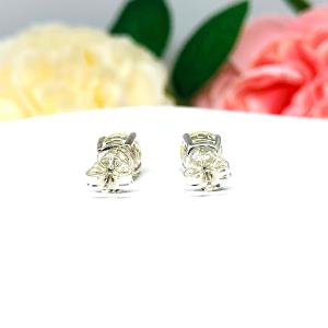 Round Light Yellow Modified Portuguese Cut CZ Stud Earrings