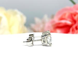 Cushion Moissanite Gold Stud Earrings -  Authentic moissanite - Solid gold settings