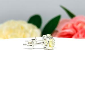 Light Yellow Old European Cut Cubic Zirconia Basket Stud Earrings