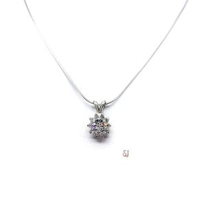 Round Cubic Zirconia Halo Pendant - Sterling silver necklace -  Three CZ sizes