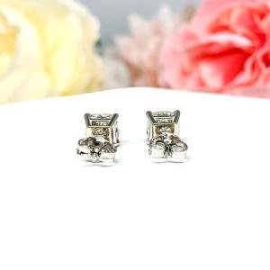 Cushion Moissanite Gold Stud Earrings -  Authentic moissanite - Solid gold settings