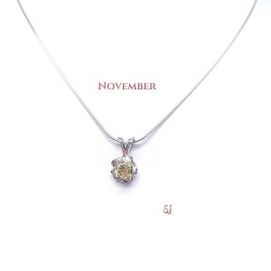 Birthstone Rose Pendant Necklace - 4mm round gemstone - Sterling silver pendant and chain