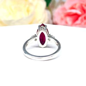 Lab Ruby Marquise CZ Accented Ring