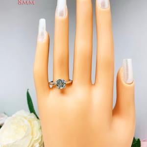 Round Blue Moissanite Engagement Ring - Authentic moissanites - Sterling silver setting