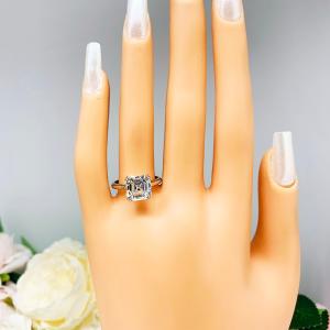 Asscher 9mm Near Colorless CZ Engagement Ring