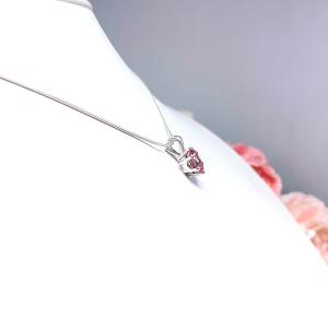 Padparadscha Pink Sapphire Pendant Necklace – 10x8mm, Lab-Created, Sterling Silver