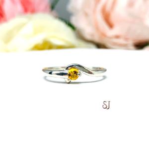 Round Birthstone Sterling Silver Stacking Ring