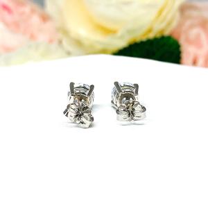 Round CZ 14k Gold Basket Heavyweight Stud Earrings