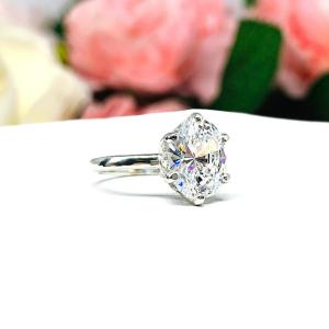 Oval Cubic Zirconia Engagement Ring – 9x7mm, 10x8mm, Sterling Silver