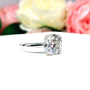 Moissanite Sterling Silver Engagement Ring Size 4.75 - 10mm (3.5 cts) round authentic moissanite