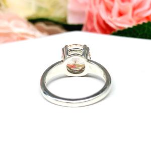 Natural morganite Sterling Silver Ring Size 6 - 9mm round peach gemstone