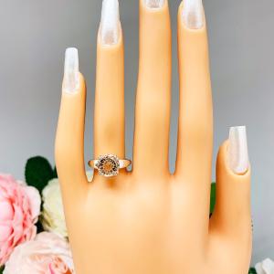 Natural morganite Sterling Silver Ring Size 6 - 9mm round peach gemstone