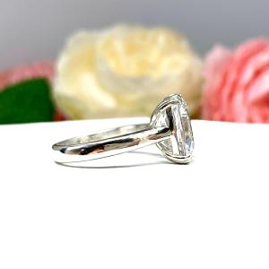 Lab White Sapphire Elongated Cushion Engagement Ring 12x10mm Wide Band