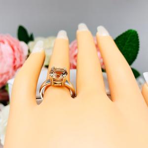 Natural morganite Sterling Silver Ring Size 6 - 9mm round peach gemstone