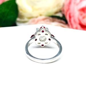 Round CZ Lab Ruby Art Deco Engagement Ring