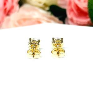 14k Gold Moissanite Stud Earrings – Round brilliant DEF VVS stones – Six size options – Solid yellow, white, or rose gold