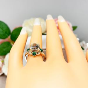 Round CZ Lab Created Emerald Engagement Ring - Round Brilliant - Old European Cut - Art Deco - Sterling Silver