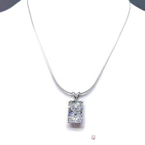 Radiant CZ Pendant Sterling Silver Necklace Colorless Cubic Zirconia