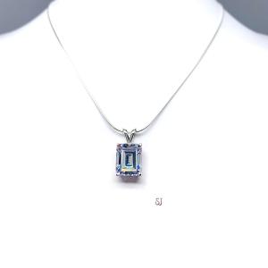 Emerald Cut CZ Pendant Sterling Silver Necklace - Six size options