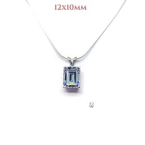 Emerald Cut CZ Pendant Sterling Silver Necklace - Six size options