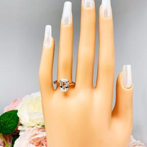 Lab White Sapphire Elongated Oval Engagement Ring 12x8mm 4.5 Carats