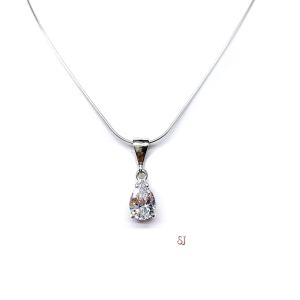Pear CZ Pendant - Sterling silver necklace with single bail dangle setting - Four size options