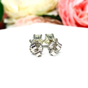 Oval Moissanite Stud Earrings - 10k Gold Six Prong settings - Authentic moissanites