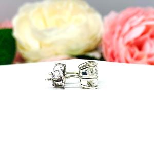 Oval Moissanite Stud Earrings - 10k Gold Six Prong settings - Authentic moissanites