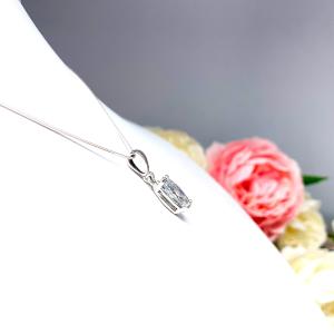 Marquise Cubic Zirconia Pendant - Sterling silver necklace with single bail CZ dangle - Two size options
