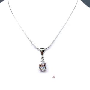 Pear CZ Pendant - Sterling silver necklace with single bail dangle setting - Four size options
