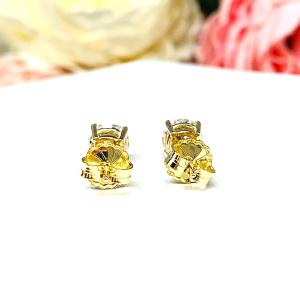 Old European Cut Cubic Zirconia Basket Stud Earrings