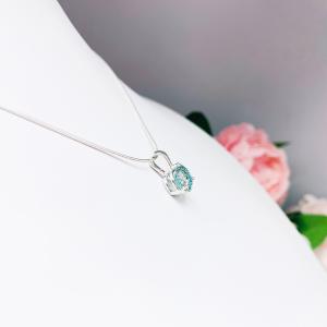 Blue Moissanite Martini Basket Pendant Necklace - Round authentic moissanites - Sterling silver setting - Sterling silver chain