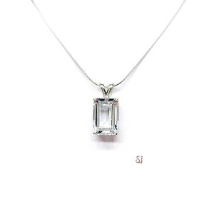Emerald Cut White Topaz Pendant -  Sterling silver necklace - Natural gemstone in four size options