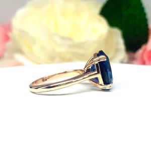Lab Blue Sapphire 12x10mm Elongated Cushion Ring