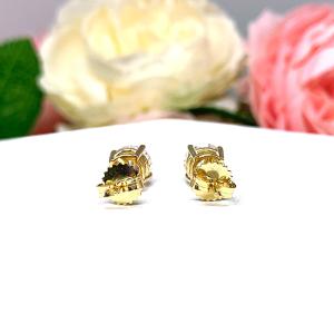 Moissanite 14k Yellow Gold Stud Earrings - 7mm (2.5 Cts) authentic moissanites - Solid gold settings - FREE 3RD DAY UPS