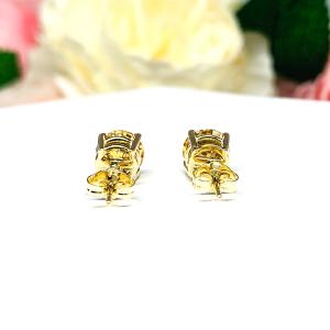 Champagne Moissanite 14k Gold Stud Earrings - 6.5mm, 7mm round authentic stones