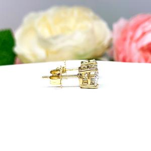 Moissanite 14k Yellow Gold Stud Earrings - 7mm (2.5 Cts) authentic moissanites - Solid gold settings - FREE 3RD DAY UPS