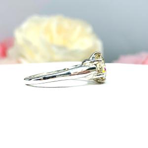Light Champagne Moissanite Engagement Ring – 6 Prong Trellis – Sterling Silver – 6.5mm to 9mm Stone Options