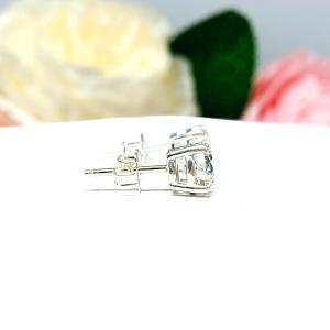 Round-Cut CZ Stud Earrings • 5mm—8mm, Sterling Silver