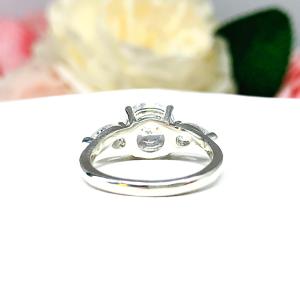 Round CZ Pear Three Stone Engagement Ring 8mm or 10mm Center