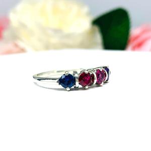 Sterling Silver 4 Stone Mother's Ring - 4mm round gemstones - Family Ring - Grandmother Ring -Birthstone Ring